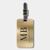 Elegante Vergulde Monogram Metalen Afwerking Bagagelabel (Voorkant verticaal)
