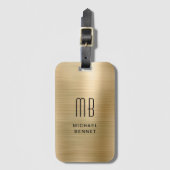 Elegante Vergulde Monogram Metalen Bagagelabel (Voorkant (verticaal))