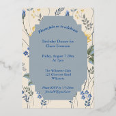 Elegante Vergulde Wilde Bloem Botanisch Folie Uitnodiging (Achterkant)