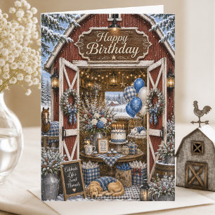 Elegante Verhaalboek Landelijke Schuur Winter Verj Kaart