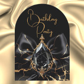 Elegante Verjaardag Black Marble Bow Gold Jewel Kaart