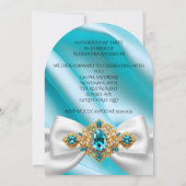 Elegante Verjaardag Blauwgroen Blauw Goud Juweel B Kaart (Achterkant)