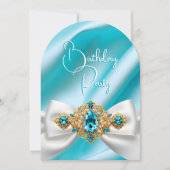 Elegante Verjaardag Blauwgroen Blauw Goud Juweel B Kaart (Voorkant)