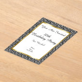 Elegante Verjaardag Damask Gold Lijst Zwart Wit Acryl Uitnodigingen (Laagn)