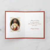 Elegante verjaardag Gewijd Hart Jezus Vintage kaar Kaart (Binnen)