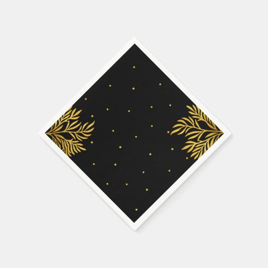 Elegante verjaardag Goud Zwart Bladerfeest Servet (Hoek)