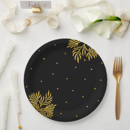 Elegante verjaardag gouden gebladerte partij papieren bordje