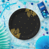 Elegante verjaardag gouden gebladerte partij papieren bordje (Feest)