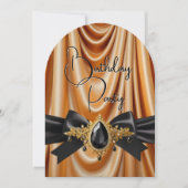 Elegante Verjaardag Gouden Zijden Juweel Bow Zwart Kaart (Voorkant)