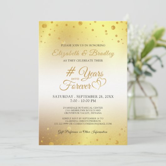 Elegante verjaardag # JAAR IN FOREVER Goud Kaart (Staand voorkant)