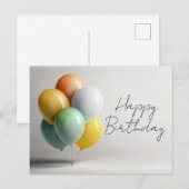 Elegante Verjaardag Kaart met Ballonnen – Modern H (Voorkant / Achterkant)