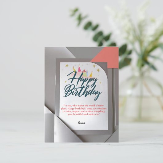 Elegante verjaardag Kaart met modern design (Staand voorkant)