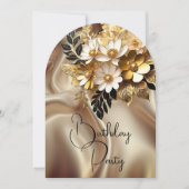 Elegante Verjaardag Karamel Goud Zwart Wit Bloemen Kaart (Voorkant)