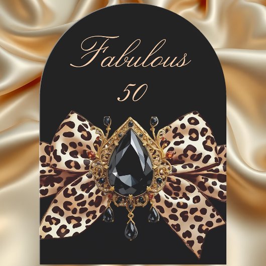 Elegante Verjaardag Leopard Bow Caramel Gold Jewel Kaart