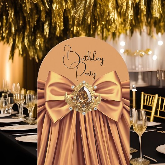 Elegante Verjaardag Mocha Caramel Gold Jewel Bow Kaart
