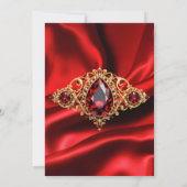 Elegante Verjaardag Party Zijde Regal Rood juweel Kaart (Achterkant)