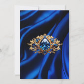 Elegante Verjaardag Party Zijde Royal blauw juweel Kaart (Achterkant)