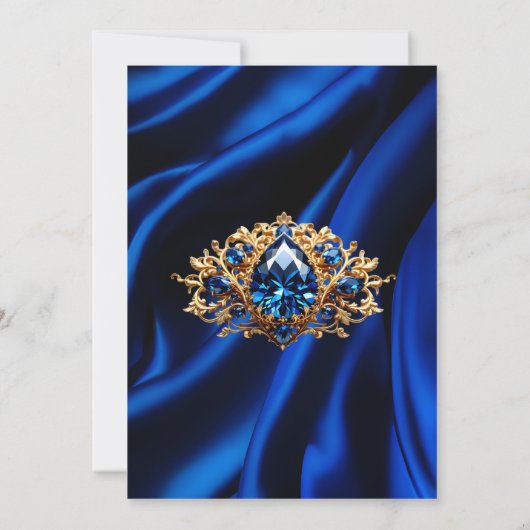 Elegante Verjaardag Party Zijde Royal blauw juweel Kaart (Achterkant)