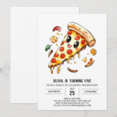 Elegante Verjaardag Pizza om te bewerken Kaart (Voorkant / Achterkant)