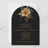 Elegante Verjaardag Sinaasappel Gouden Zwarte Bloe Kaart (Achterkant)