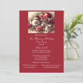 Elegante verjaardag Tea Party Red Rose Kaart (Staand voorkant)