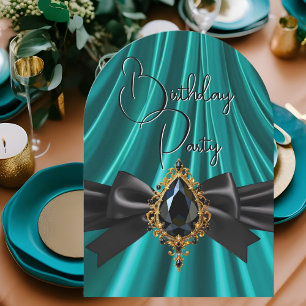 Elegante Verjaardag Teal Jade Goud Zwart Sieraden Kaart