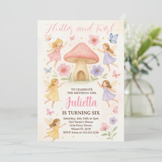 Elegante verjaardag uitnodiging (Staand voorkant)