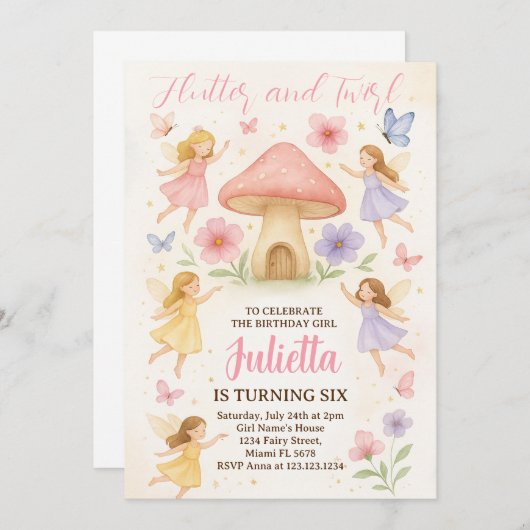 Elegante verjaardag uitnodiging (Voorkant / Achterkant)