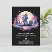 Elegante Verjaardag van Cute Wolf Kaart (Staand voorkant)