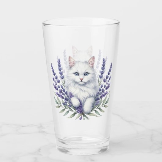 Elegante verjaardag van lavendel en kat glas (Voorkant)