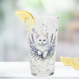 Elegante verjaardag van lavendel en kat glas