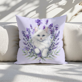 Elegante verjaardag van lavendel en kat kussen