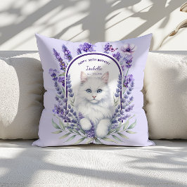 Elegante verjaardag van lavendel en kat kussen