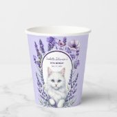 Elegante verjaardag van lavendel en kat papieren bekers (Voorkant)