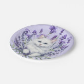 Elegante verjaardag van lavendel en kat papieren bordje (Gekanteld)