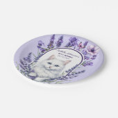 Elegante verjaardag van lavendel en kat papieren bordje (Gekanteld)