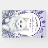 Elegante verjaardag van lavendel en kat spandoek (Horizontaal)