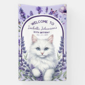 Elegante verjaardag van lavendel en kat spandoek (Verticaal)