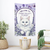 Elegante verjaardag van lavendel en kat spandoek