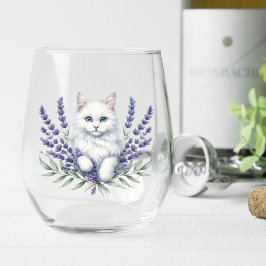 Elegante verjaardag van lavendel en kat wijnglas zonder voet