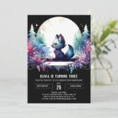 Elegante verjaardag van Whimsy Wolf Kaart (Staand voorkant)