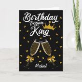 Elegante Verjaardag Vegan Koning Goud en Zwart Kaart (Voorkant)