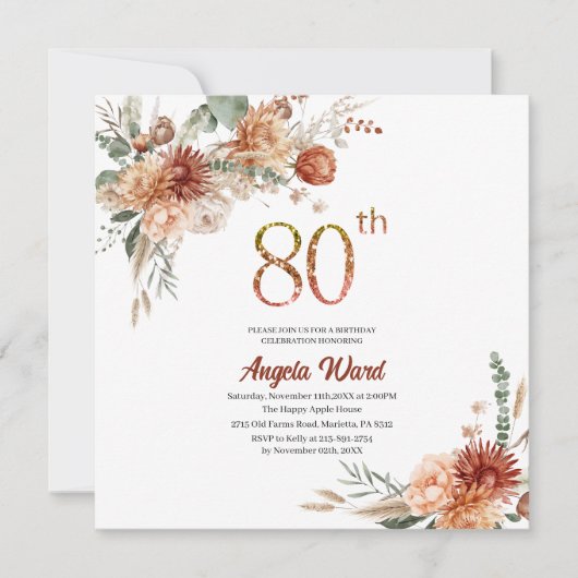 Elegante verjaardag viering bloementerracotta gl kaart (Voorkant)