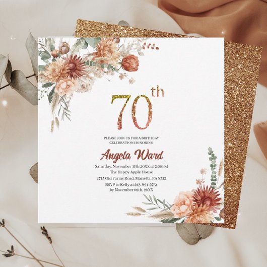 Elegante verjaardag viering bloementerracotta gl kaart