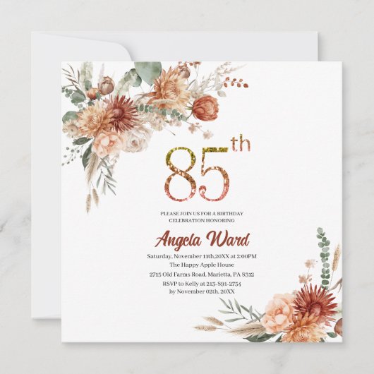 Elegante verjaardag viering bloementerracotta gl kaart (Voorkant)