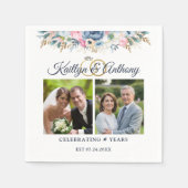 Elegante verjaardag waterverf bloem 2 foto's servet (Voorkant)