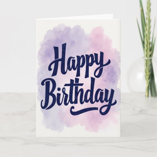 Elegante Verjaardags Indigo Script Kaart (Voorkant)