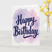 Elegante Verjaardags Indigo Script Kaart (Gele Bloem)