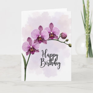 Elegante verjaardags orchidee kaart