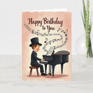 Elegante Verjaardags Pianojongen Kaart